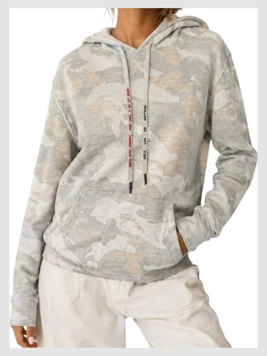 Zadig & Voltaire Tops - Zadig & Voltaire Camo Hoodie Beige Pullover Front Pocket M